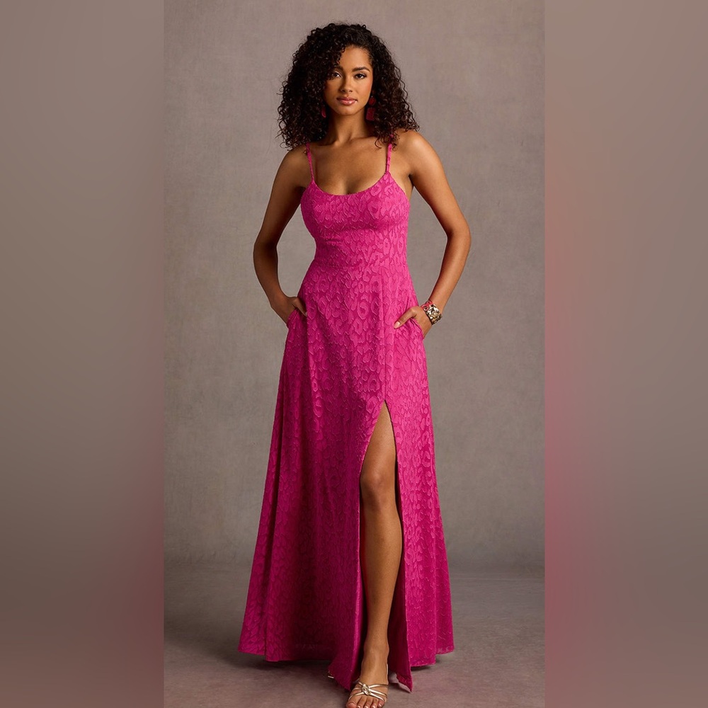 Azazie - KERRA FUCHSIA LEOPARD MAXI DRESS